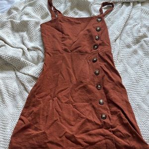 Burnt Orange Casual Button Down Dress